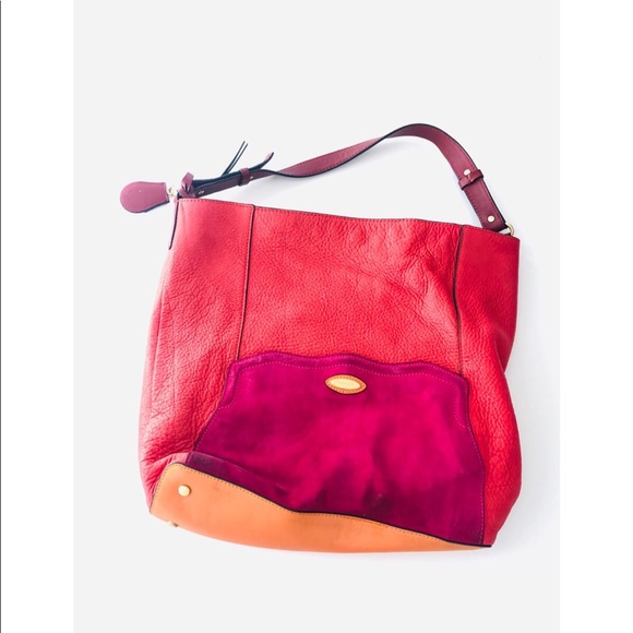 Tahari Handbags - Tahari Red & Orange Over The Shoulder Tote Bag